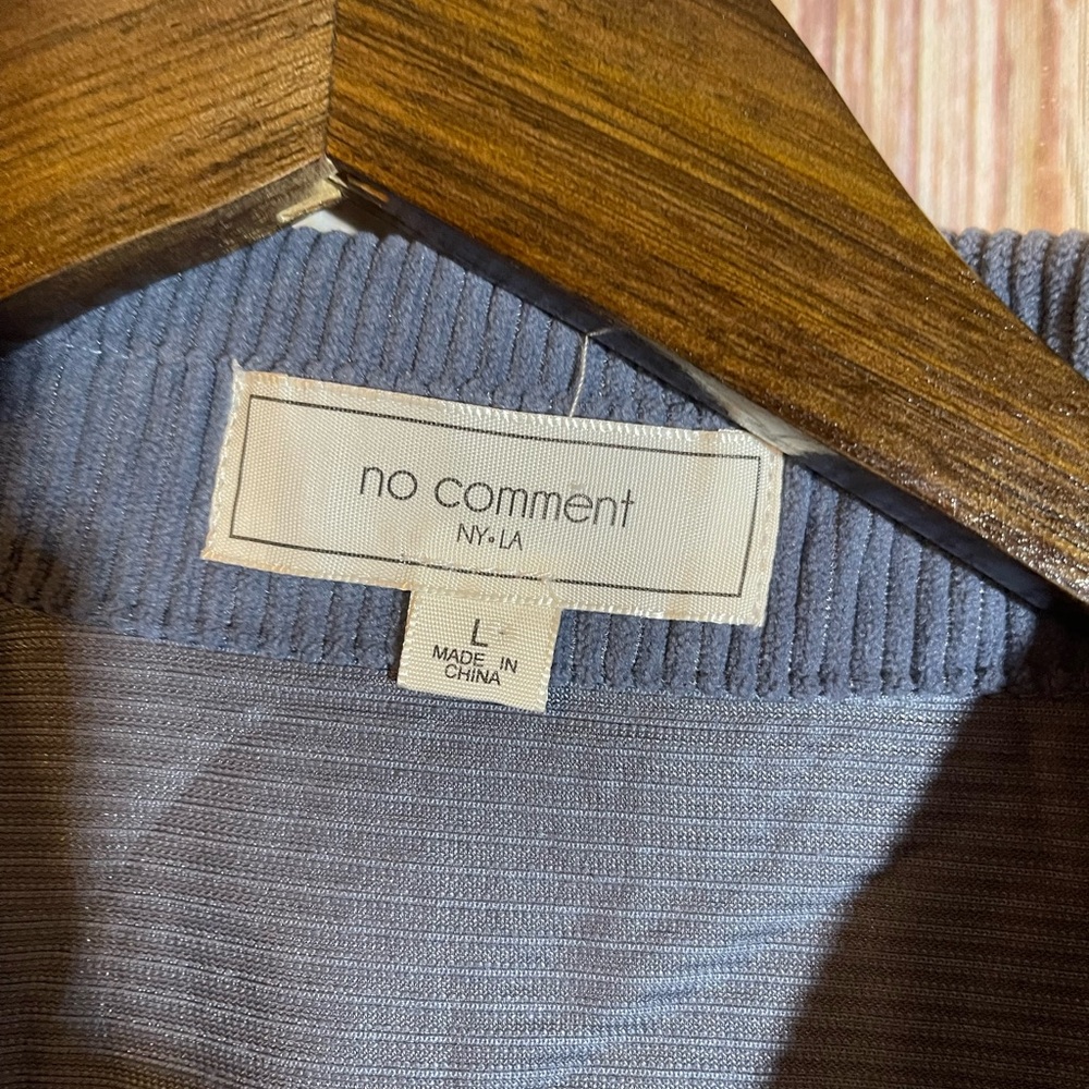 No Comment Color Block Blue/Green Corduroy Button Down Shirt Size Large - Picture 2 of 4